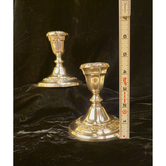 Vintage Gorham Silverplate Ornate Candlestick Holders Set Of Two - Picture 2 of 9